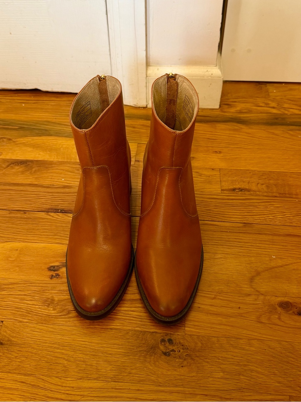 Antonio De Daria Monica Brown Leather Ankle Booties with Side Zip